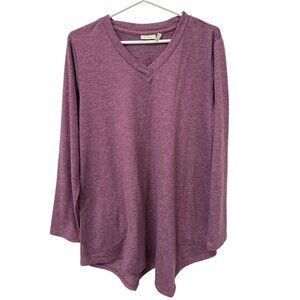 LOGO Lounge by Lori Goldstein V Neck Long Sleeve Top Womens Purple Large